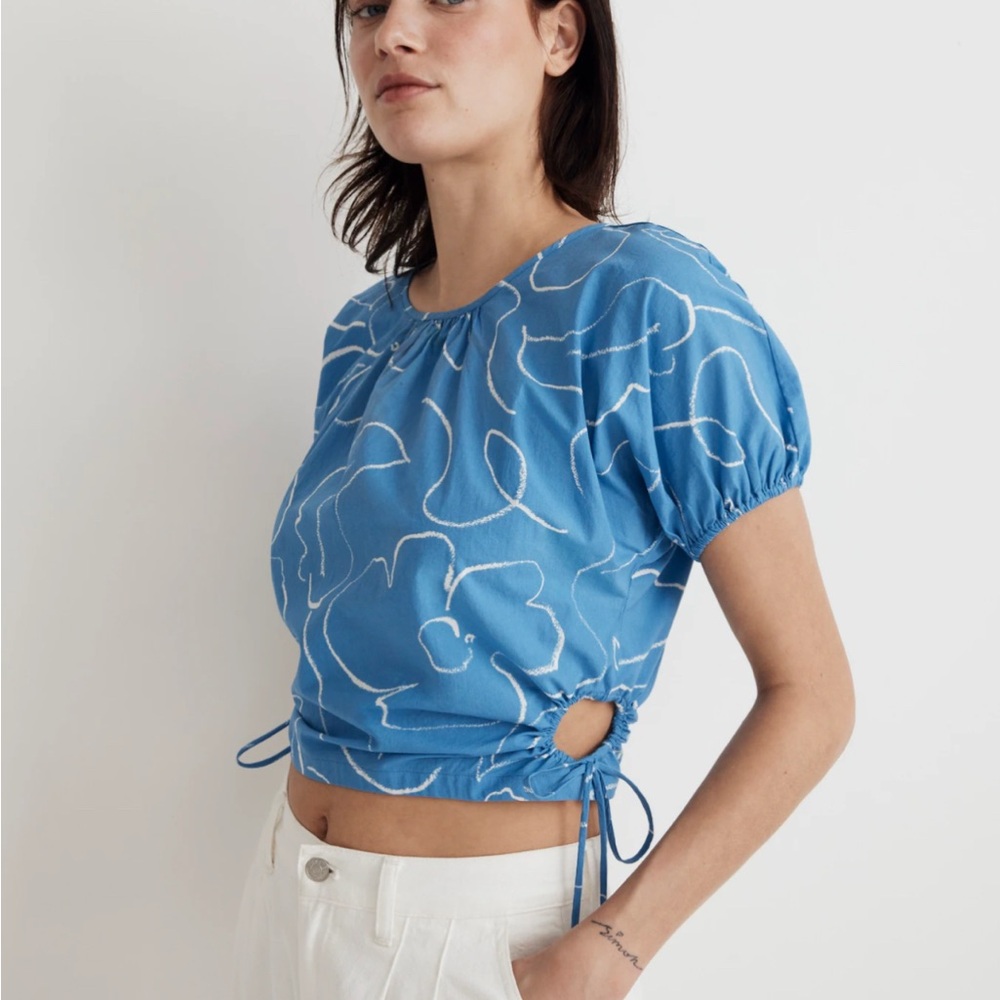 Madewell Blue and White Floral Blouse